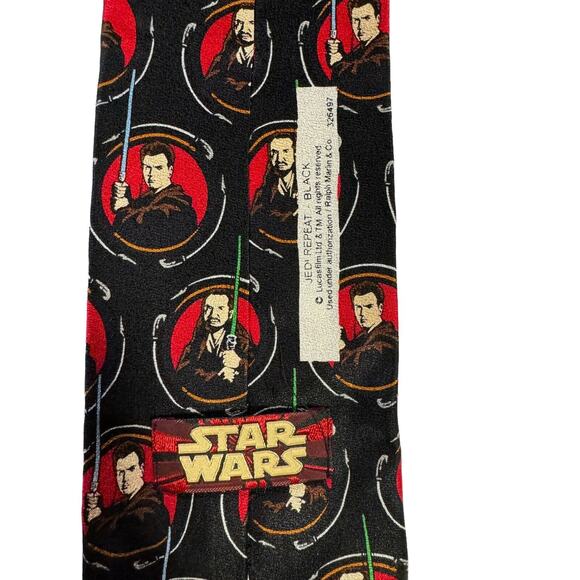 Star Wars Ralph Marlin Jedi Repeat Obi Wan Qui Gon Vintage Novelty Necktie - Picture 4 of 6